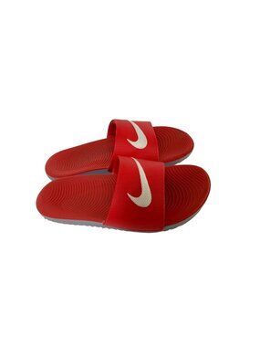 Nike Kawa Youth Size 4Y red white Sandals Slide SLip On Shoes Comfort 8193532-60